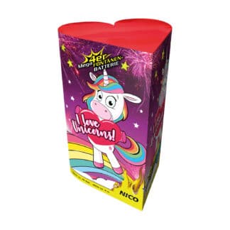 Sprüh- und Leuchtartikel - I love Unicorns, 4er-Fontänenbatterie