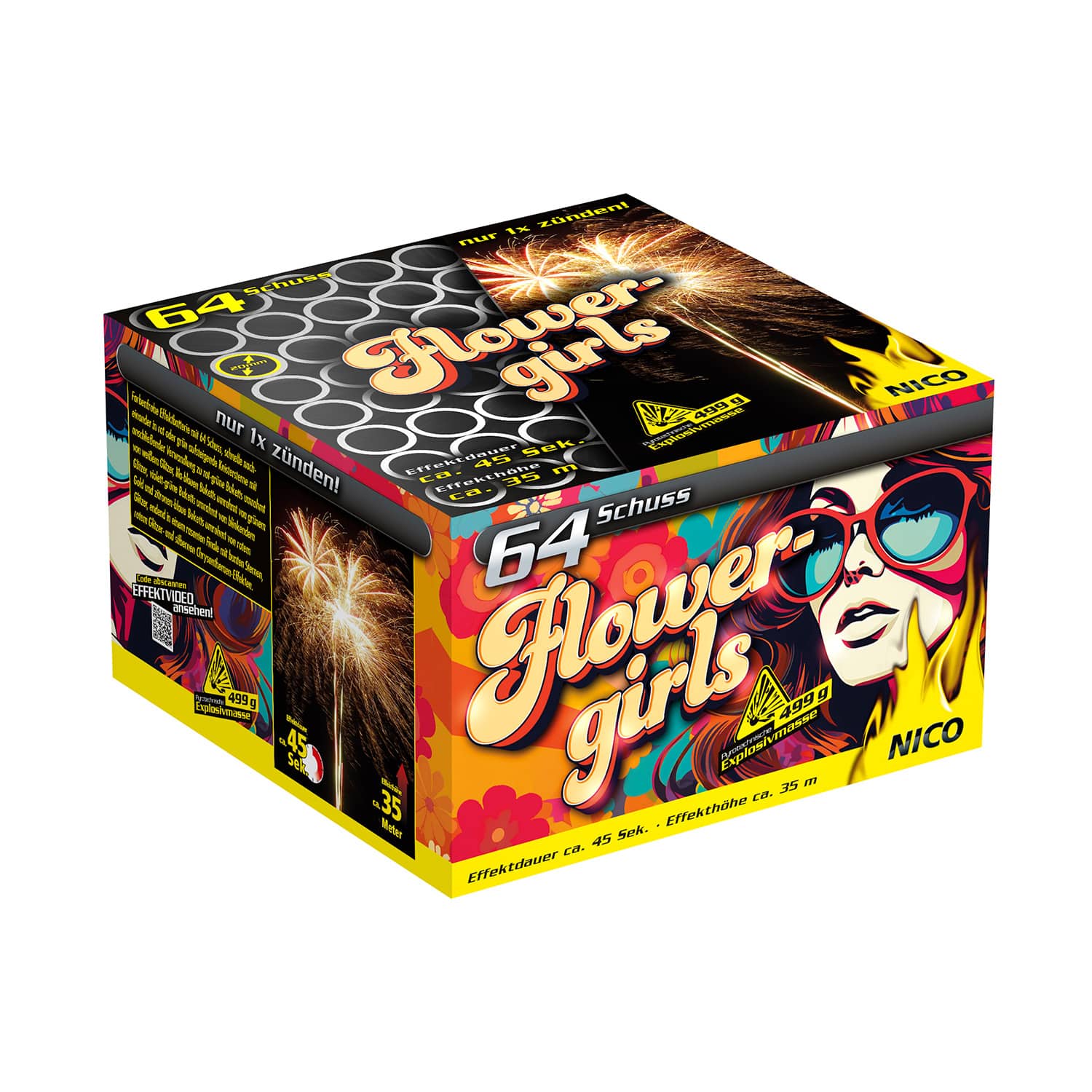 Batteriefeuerwerk - Flowergirls, 64 Schuss